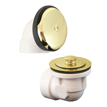 Jones Stephens Polished Brass One-Hole Friction Lift Bath Waste Kit, Standard Half Kit, White Plastic B07054